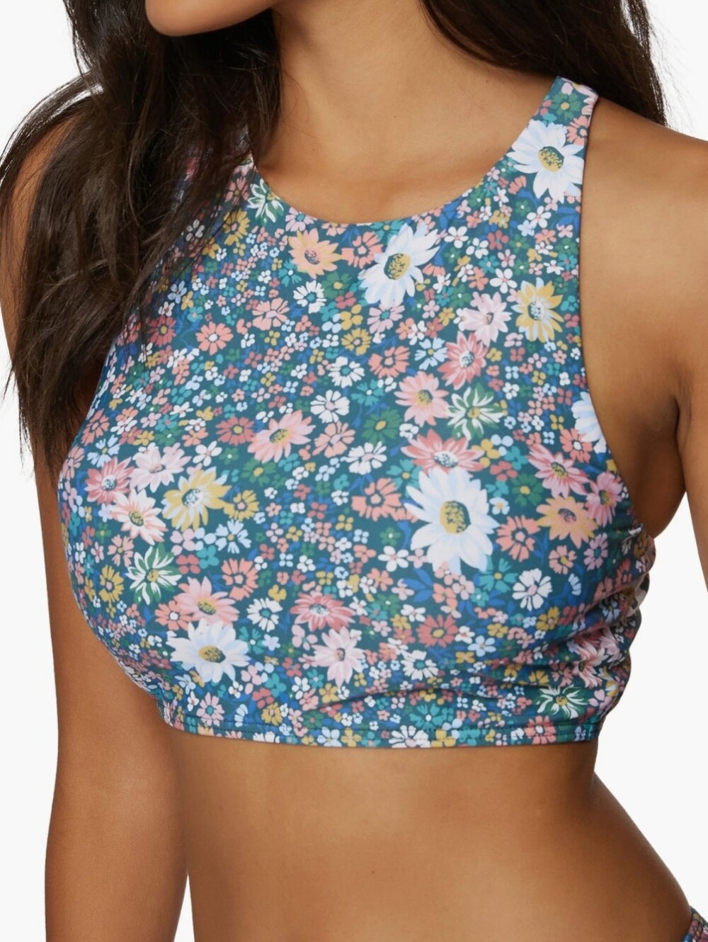 O'Neill Eliza Ditsy Sunzal High Neck Racerback Bikini Top Size Small